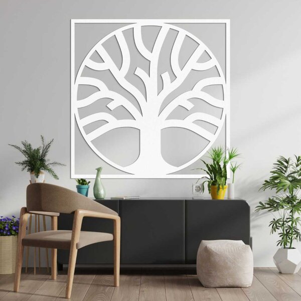 Decorațiune murală din lemn, pătrat, Pomul Vieții și Blândeții - BALERIAN