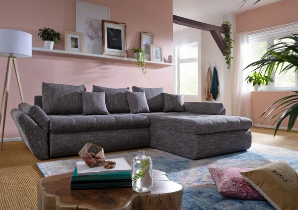 Colțar extensibil dumonde cu ladă de depozitare Loana Magma Grey II 270x185 cm
