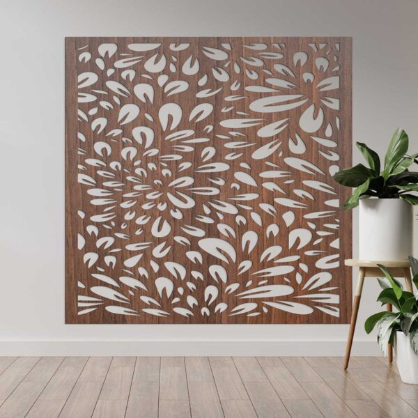 Panou de perete sculptat pătrat cu design floral | BOMB