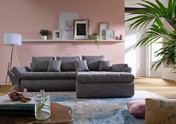 Colțar extensibil dumonde cu ladă de depozitare Loana Magma Grey II 270x185 cm