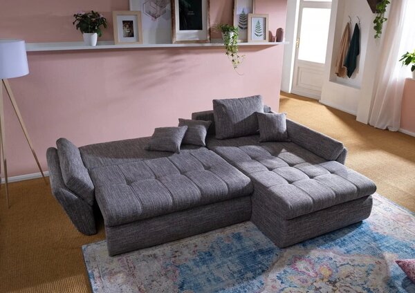 Colțar extensibil dumonde cu ladă de depozitare Loana Magma Grey II 270x185 cm