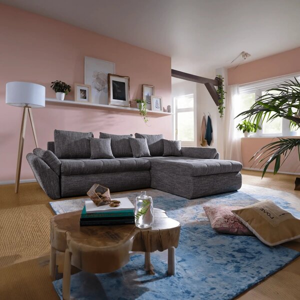 Colțar extensibil dumonde cu ladă de depozitare Loana Magma Grey II 270x185 cm