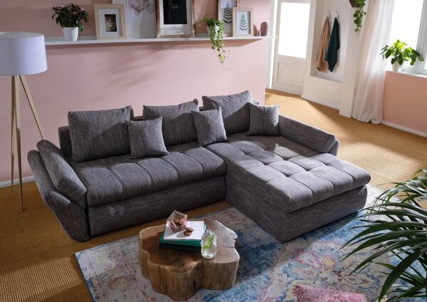 Colțar extensibil dumonde cu ladă de depozitare Loana Magma Grey II 270x185 cm