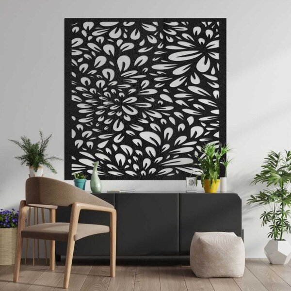 Panou de perete sculptat pătrat cu design floral | BOMB