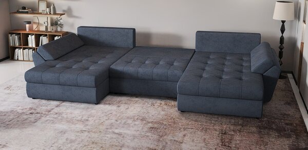 Colțar extensibil dumonde cu ladă de depozitare Loana U Enjoy Antracit 375x185 cm