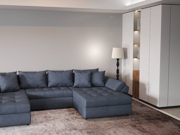 Colțar extensibil dumonde cu ladă de depozitare Loana U Enjoy Antracit 375x185 cm