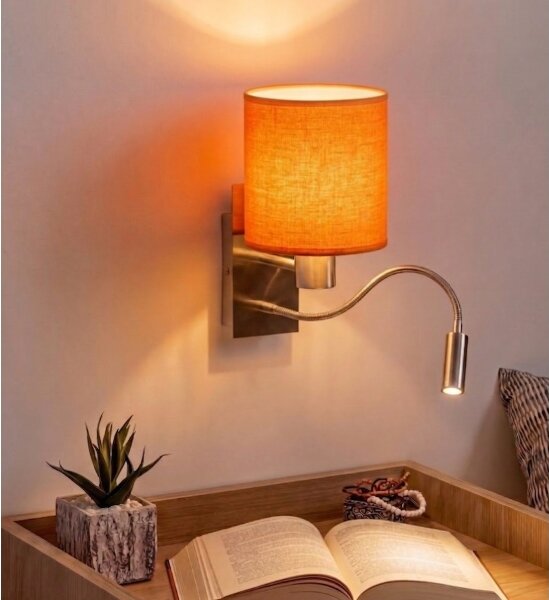 Brilagi - Lampă LED flexibilă de perete NUBILA 1xE27/25W/230V+LED/3W, crom/portocalie