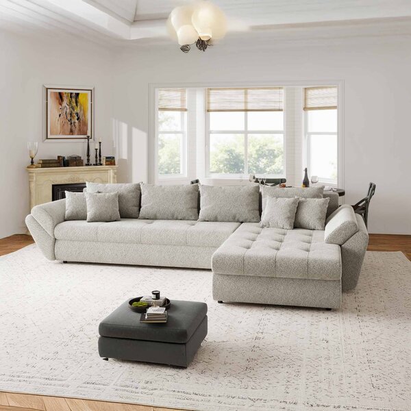 Colțar extensibil dumonde cu ladă de depozitare Loana XL Arena Bej 20 II 335x185 cm