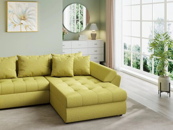 Colțar extensibil dumonde cu ladă de depozitare Loana U Enjoy Green 375x185 cm