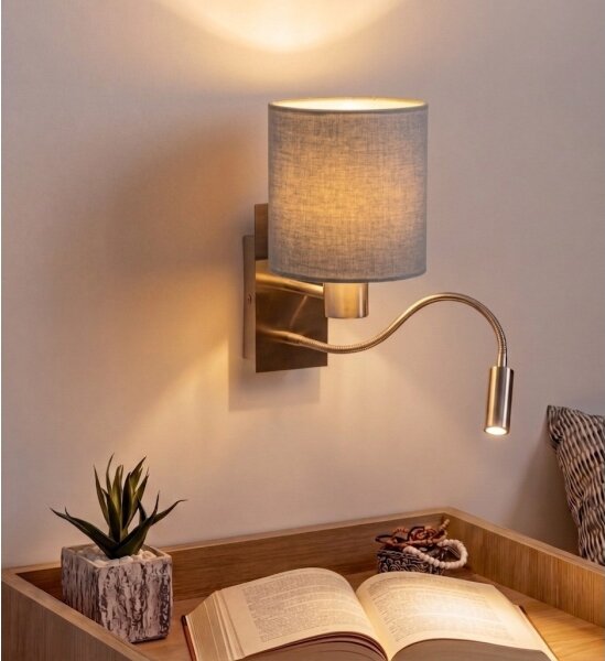 Brilagi - Lampă de perete LED flexibilă NUBILA 1xE27/25W/230V+LED/3W, crom/gri deschis