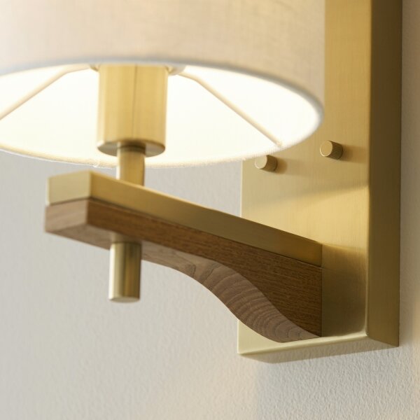 Endon 116995 - Lampă de perete HEATHCLIFF, 1x E14/7W/230V, alamă/frasin