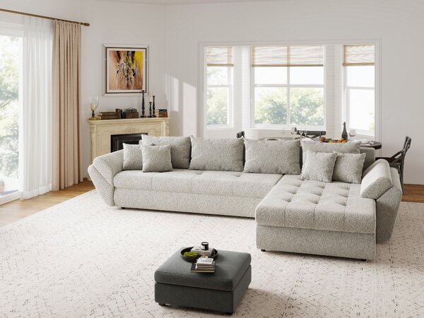 Colțar extensibil dumonde cu ladă de depozitare Loana XL Arena Bej 20 II 335x185 cm