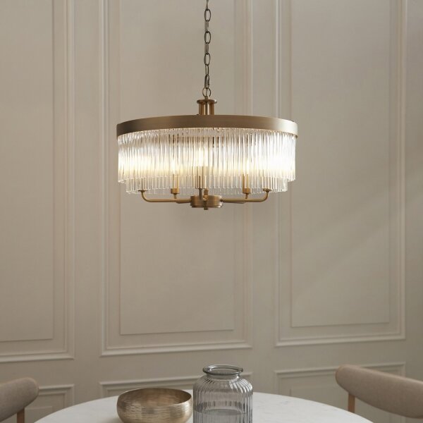 Endon 119110 - Candelabru CLERMONT cu lanț, 5xE14/6W/230V, alamă