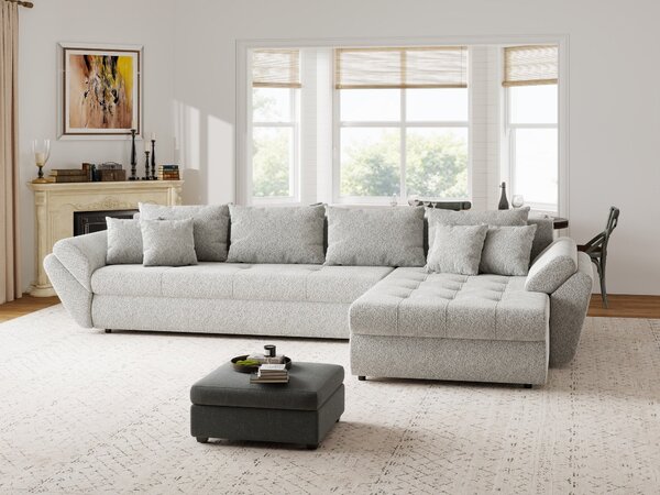 Colțar extensibil dumonde cu ladă de depozitare Loana XL Arena Gri II 335x185 cm