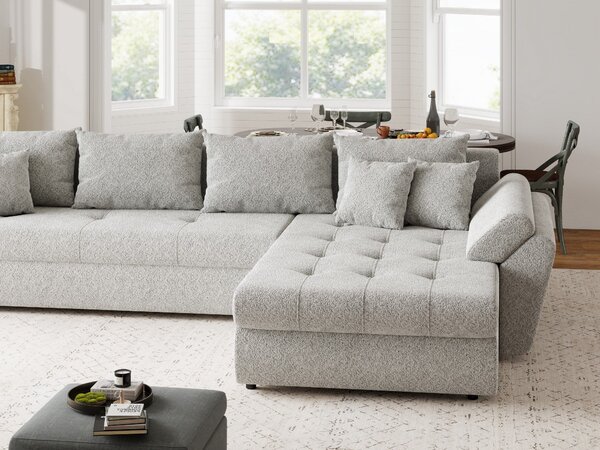 Colțar extensibil dumonde cu ladă de depozitare Loana XL Arena Gri II 335x185 cm