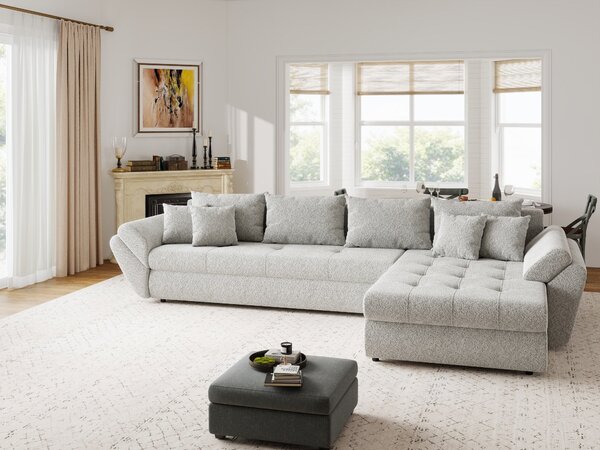 Colțar extensibil dumonde cu ladă de depozitare Loana XL Arena Gri II 335x185 cm