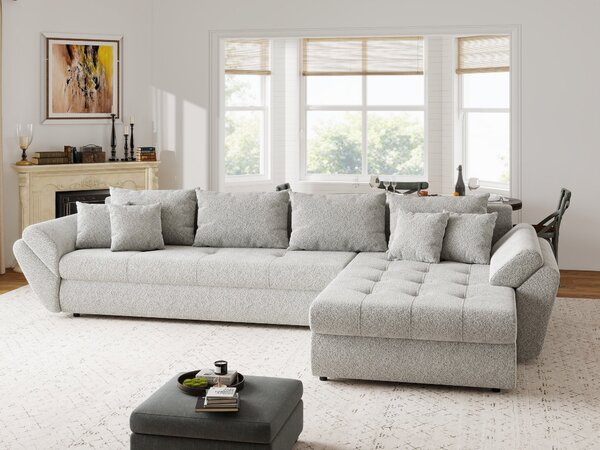 Colțar extensibil dumonde cu ladă de depozitare Loana XL Arena Gri II 335x185 cm