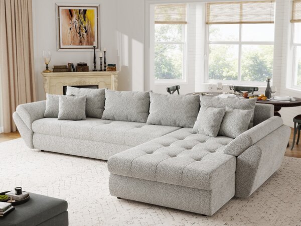 Colțar extensibil dumonde cu ladă de depozitare Loana XL Arena Gri II 335x185 cm