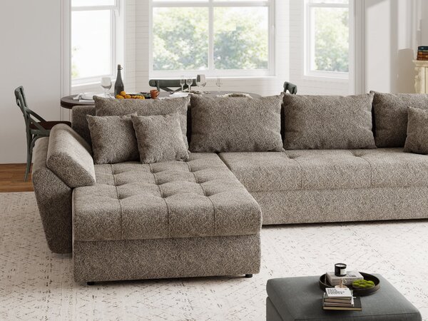Colțar extensibil dumonde cu ladă de depozitare Loana XL Arena Maro 335x185 cm