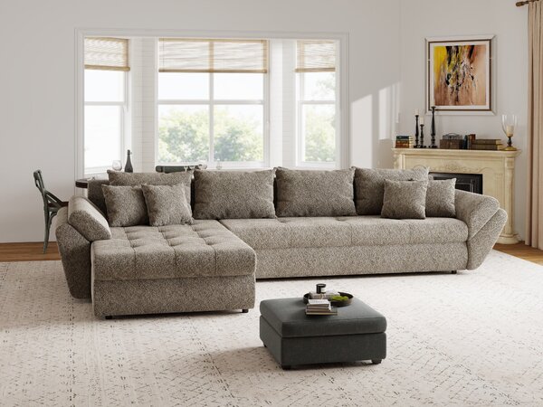 Colțar extensibil dumonde cu ladă de depozitare Loana XL Arena Maro 335x185 cm