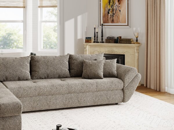 Colțar extensibil dumonde cu ladă de depozitare Loana XL Arena Maro 335x185 cm