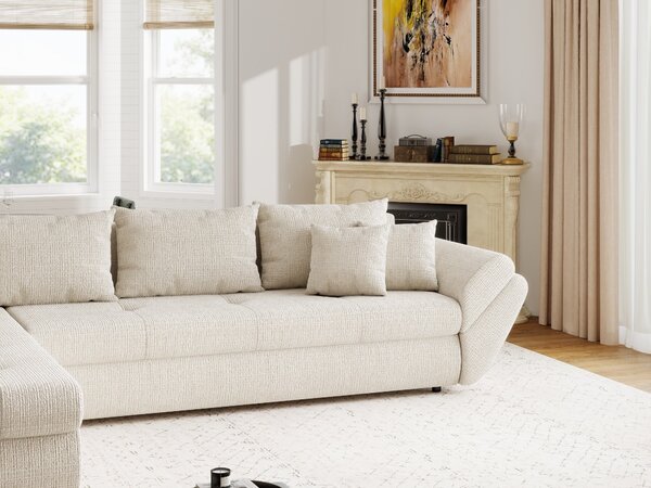 Colțar extensibil dumonde cu ladă de depozitare Loana XL Cremona Gri Deschis 335x185 cm
