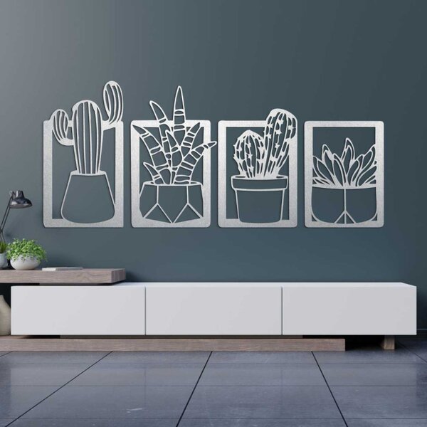 Pictură murală din patru piese cu cactuși și suculente - KOFEN