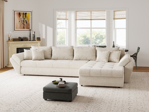 Colțar extensibil dumonde cu ladă de depozitare Loana XL Cremona Gri Deschis II 335x185 cm