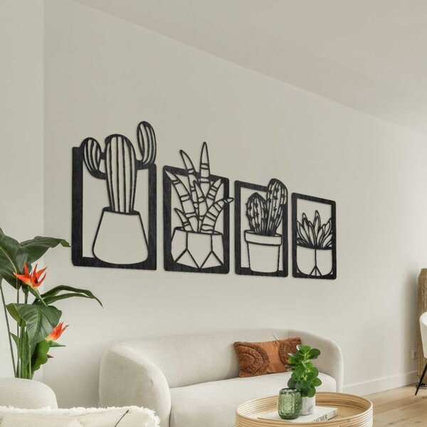 Pictură murală din patru piese cu cactuși și suculente - KOFEN
