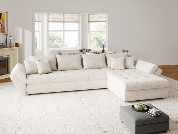 Colțar extensibil dumonde cu ladă de depozitare Loana XL Cremona Gri Deschis II 335x185 cm