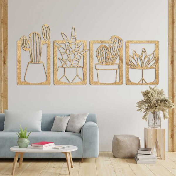Pictură murală din patru piese cu cactuși și suculente - KOFEN