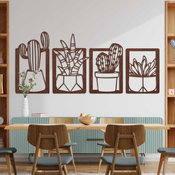 Pictură murală din patru piese cu cactuși și suculente - KOFEN