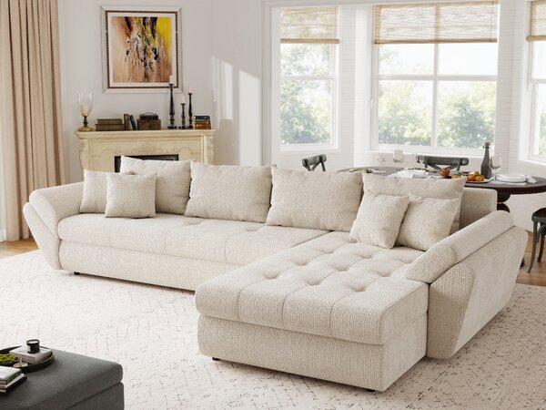 Colțar extensibil dumonde cu ladă de depozitare Loana XL Cremona Gri Deschis II 335x185 cm