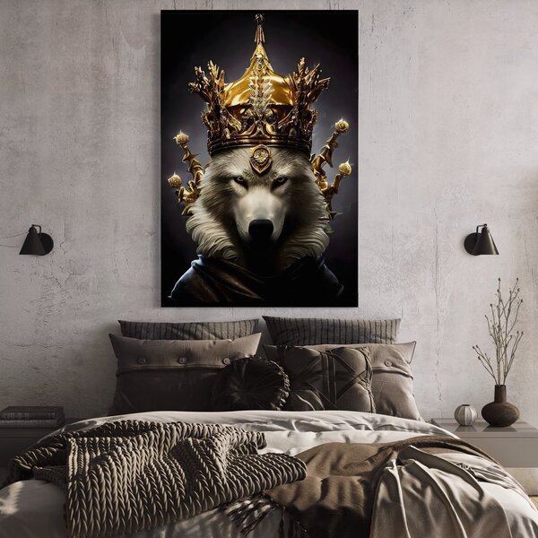 Tablou Canvas Premium LuxCanva® A1144, Wolf King , Lup, Animal, Culori Vibrante