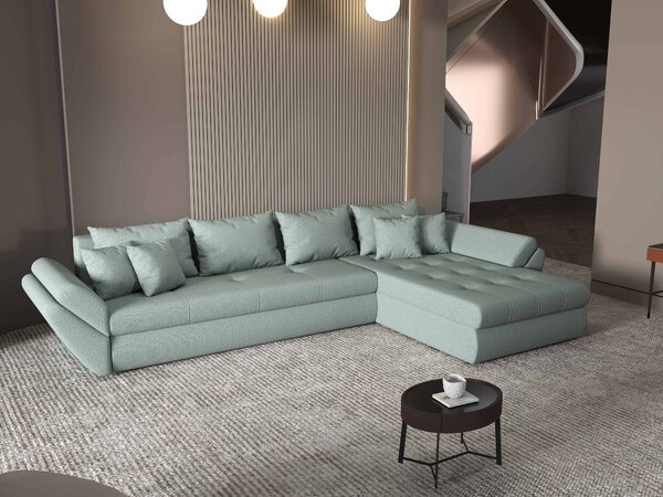 Colțar extensibil dumonde cu ladă de depozitare Loana XL Enjoy Mint II 335x185 cm