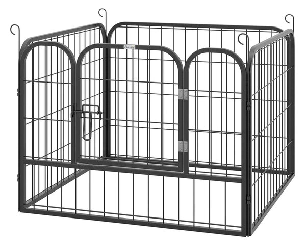 Tarc metalic pliabil pentru câini, mărimea S, 82×82×60, culoare gri, siguranță sporită