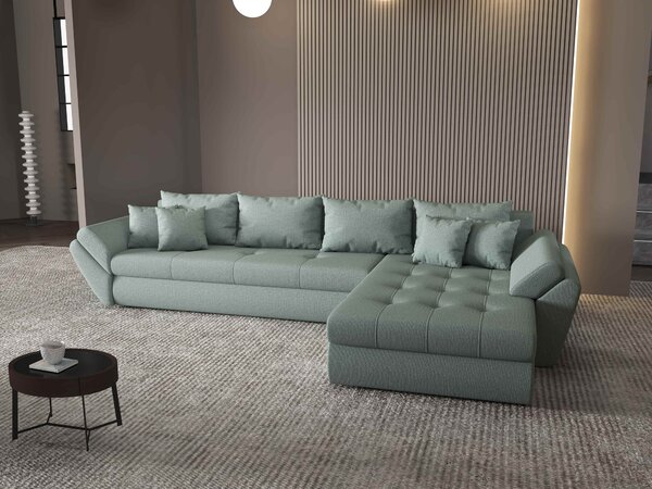 Colțar extensibil dumonde cu ladă de depozitare Loana XL Enjoy Mint II 335x185 cm