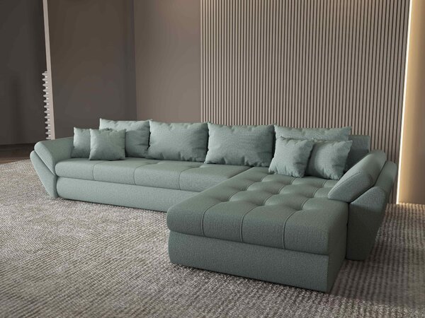Colțar extensibil dumonde cu ladă de depozitare Loana XL Enjoy Mint II 335x185 cm