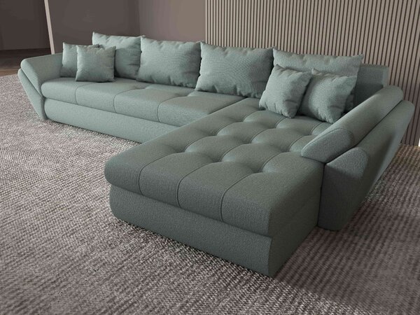 Colțar extensibil dumonde cu ladă de depozitare Loana XL Enjoy Mint II 335x185 cm
