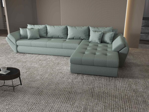 Colțar extensibil dumonde cu ladă de depozitare Loana XL Enjoy Mint II 335x185 cm