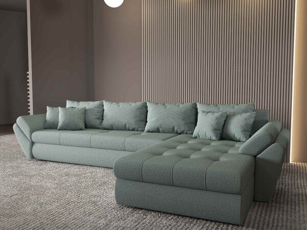 Colțar extensibil dumonde cu ladă de depozitare Loana XL Enjoy Mint II 335x185 cm