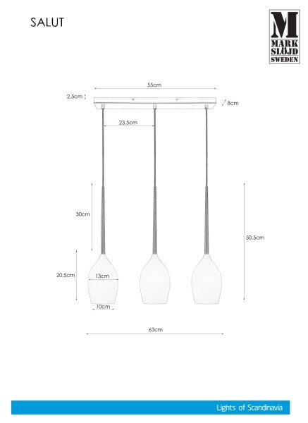 Markslöjd 106808 - Lustră pe cablu SALUTE 3xE14/40W/230V