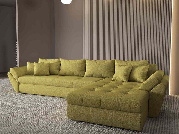 Colțar extensibil dumonde cu ladă de depozitare Loana XL Enjoy Verde II 335x185 cm