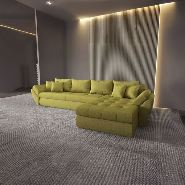 Colțar extensibil dumonde cu ladă de depozitare Loana XL Enjoy Verde II 335x185 cm