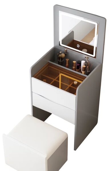 SET DIVA - Măsuță de machiaj compactă cu oglindă și spațiu de depozitare