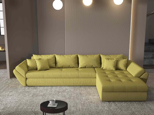 Colțar extensibil dumonde cu ladă de depozitare Loana XL Enjoy Verde II 335x185 cm