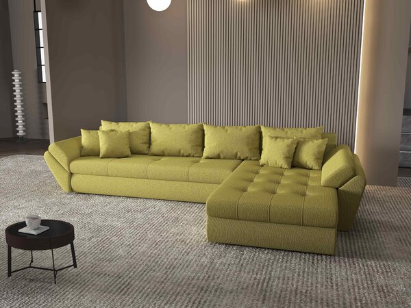 Colțar extensibil dumonde cu ladă de depozitare Loana XL Enjoy Verde II 335x185 cm
