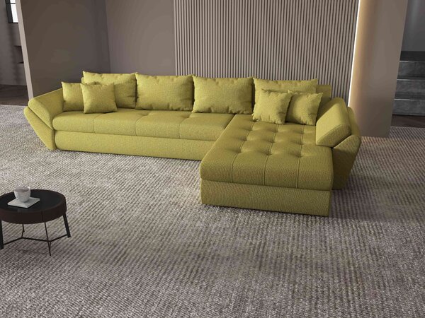 Colțar extensibil dumonde cu ladă de depozitare Loana XL Enjoy Verde II 335x185 cm