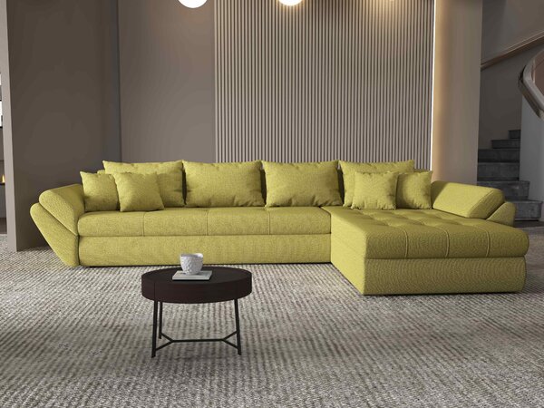 Colțar extensibil dumonde cu ladă de depozitare Loana XL Enjoy Verde II 335x185 cm