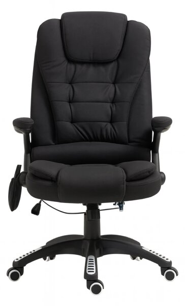 Scaun directorial cu Masaj si Incalzire, 8 puncte de masaj, Material Textil, Negru